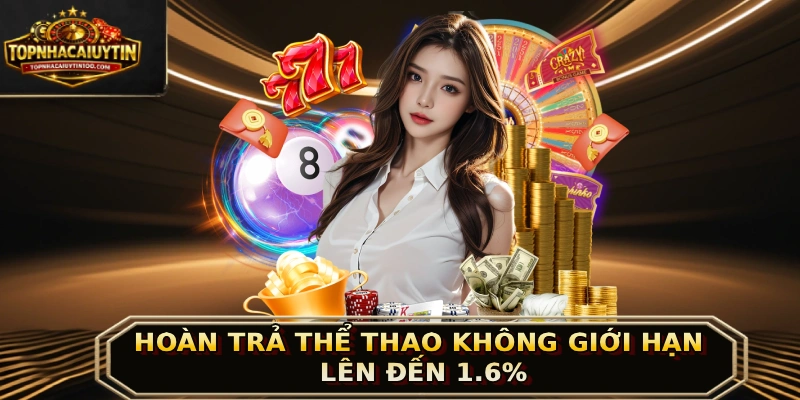 Hoàn trả thể thao không giới hạn lên đến 1.6%